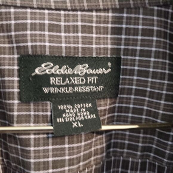 Eddie Bauer Wrinkle Free Relaxed Fit Button Up Shirt Mens XL Green Cotton - Picture 2 of 4